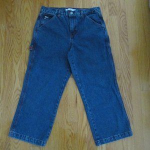 TOMMY HILFIGER BOY'S SIZE 10 JEANS BLUE DENIM CARPENTER LEATHER FLAG LOGO GIRL'S